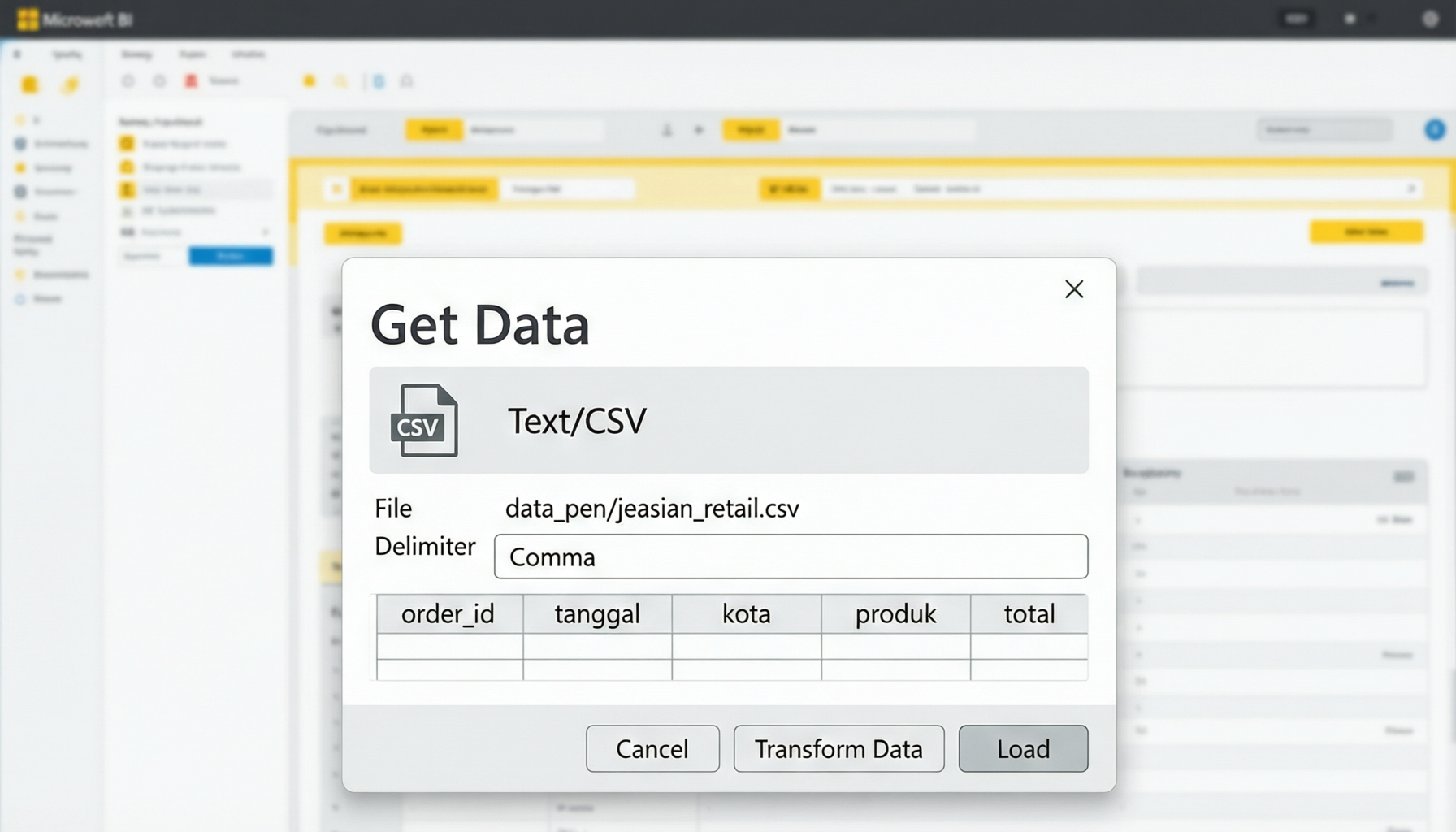 Ilustrasi Get Data → Text/CSV