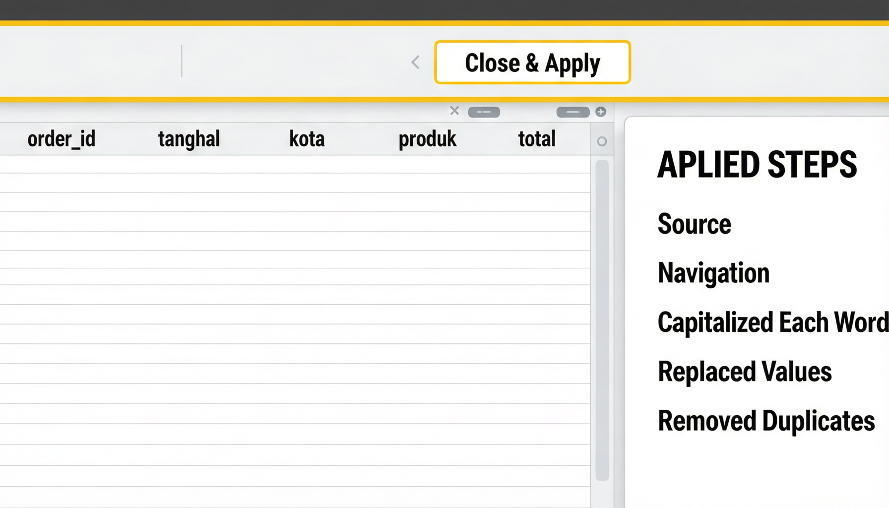 Ilustrasi Power Query Editor
